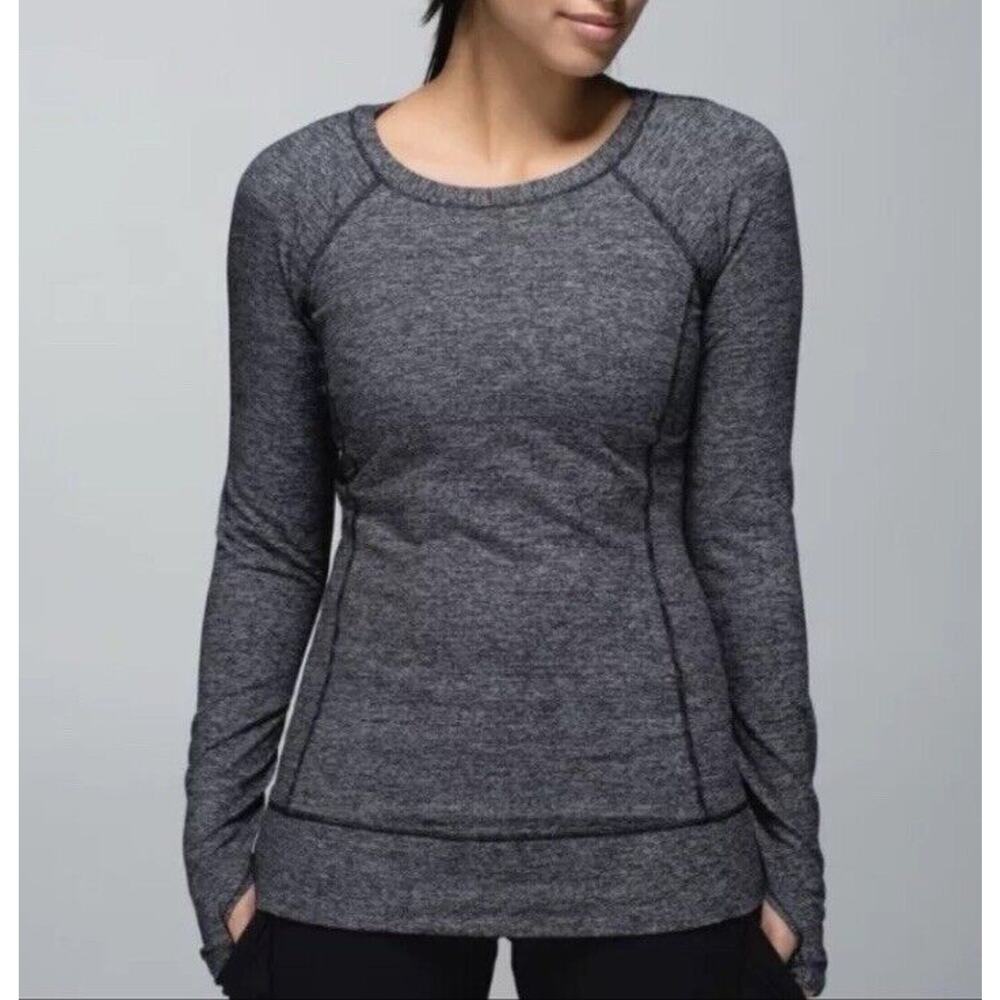 Lululemon Race Your Pace Long Sleeve Running Shirt Women’s Size 4 Black Striped